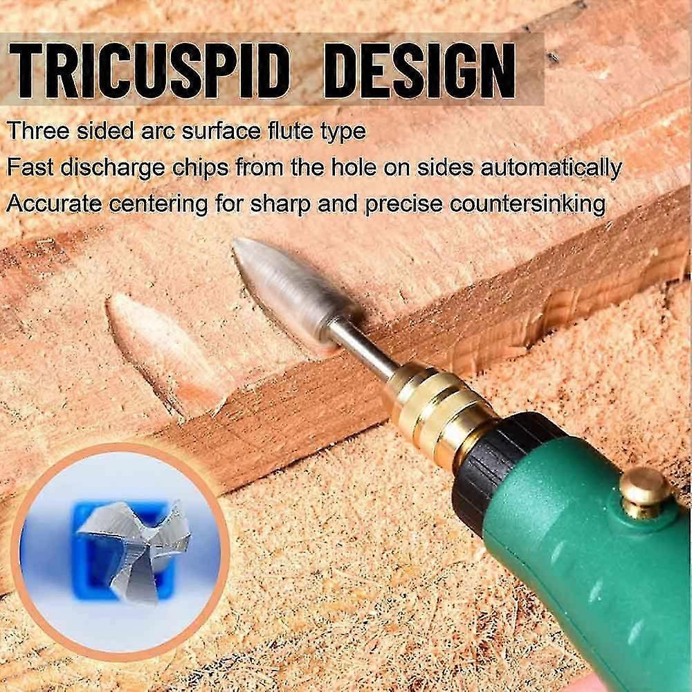 Wood Carving Rotary Tool Bit Set, 5 Piece Wood Carving Bits With 1/8" Shank For Carving, Drilling And Sanding