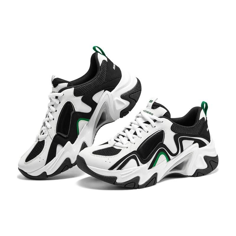 Skechers Stamina V3 Mecha Shoes Третье Поколение Синтетическая Кожа Удобные Универсальные Низкие Папины Кроссовки Женские Кроссовки Белый Черный Зеленый 896151-WGR