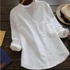 Women Plus Size Casual Loose Tops Retro Cotton Linen Solid Color Fashion Shirts Spring Autumn