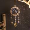 Hand-Woven Wind Chimes Life Tree Dream Crystal Wind Chime Crystal Stone Room Decoration Engraving Christmas