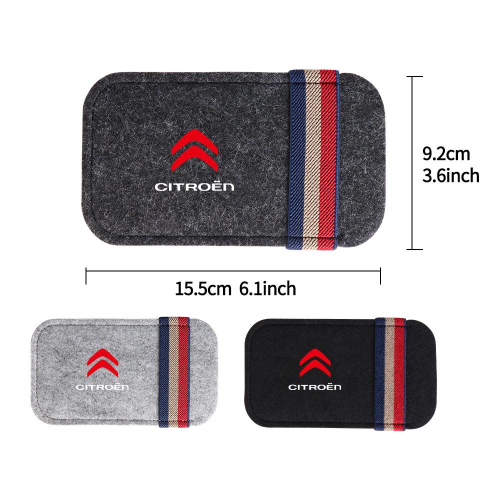 URXE5 1pc Felt Car Sunglasses Organizer Bag Eyeglass Storage Clip For Citroen C1 C2 C3 C4 C4L C6 C5 VTS DS5 Auto Accessories Styling