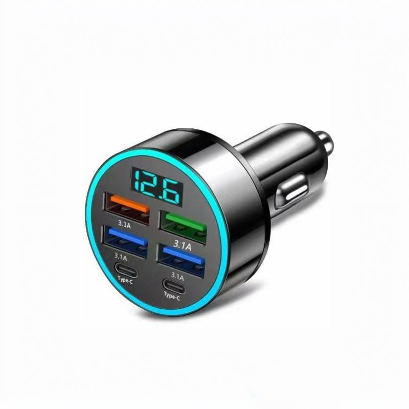 66 Вт 4/5/6/8/10 Портов USB Цифровой Автомобильный Зарядник с Отображением Напряжения в Реальном Времени PD Автомобильное Зарядное Устройство для Телефонов Адаптер Автомобильного Прикуривателя