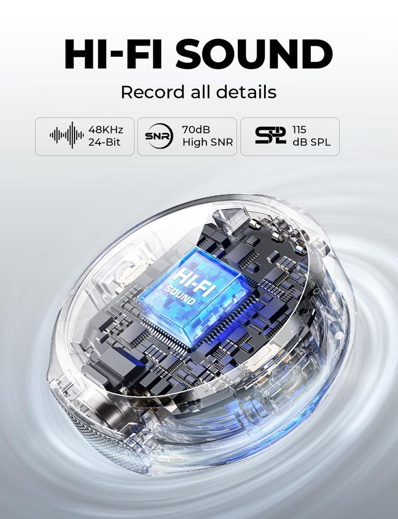 Hollyland Lark M2 Lightning Wireless Microphone, 48kHz/24bit HD Audio, 300m Range, 30H Battery, Noise Cancellation, for iPhone iPad Apple Device