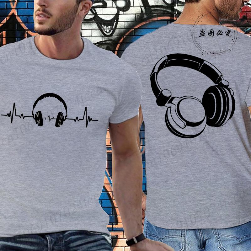 Music Dj Fashion T Shirt Men Women Headphone Music Lover Print Tshirt Short Sleeve Round Neck Men Casual Summer Fashion T-shirt