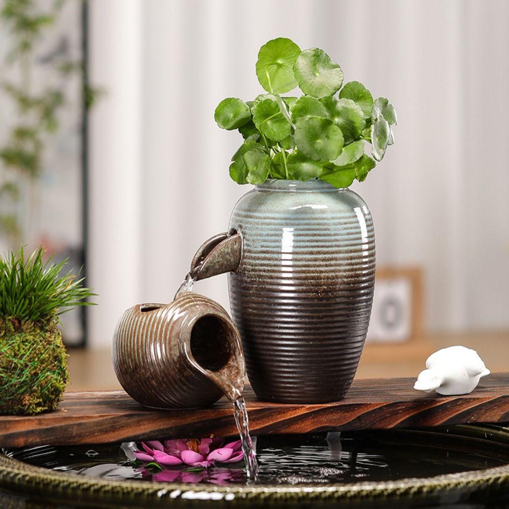 Flower Pots Circulating Waterfall Jar Decorative Porcelain Water Dispenser  Courtyard
