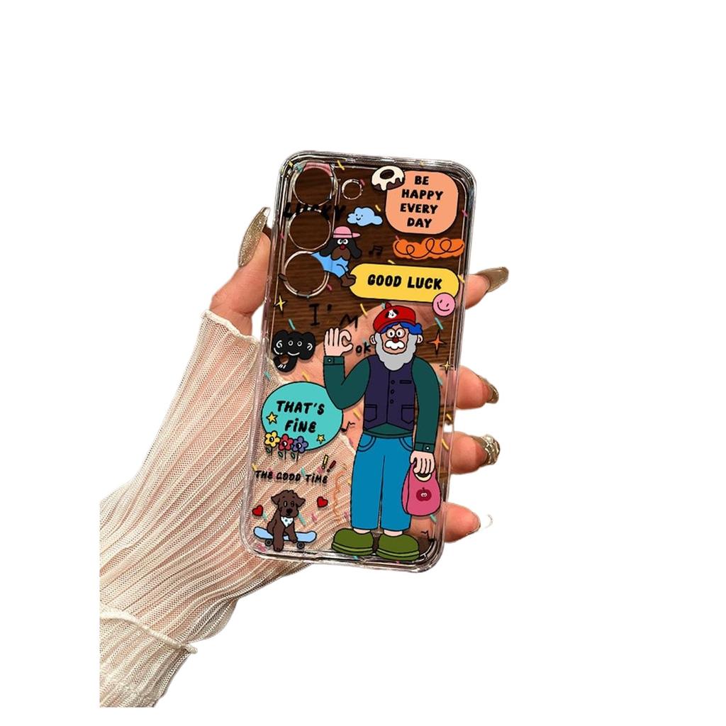 Cute Cartoon Sticker Collage Clear TPU Phone Case For IPhone 15 Pro Max & Samsung Galaxy S24 Ultra, Shockproof Cover