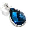 London Blue Topaz Gemstone Handmade 925 Sterling Silver Pendant 2.01" F3z99