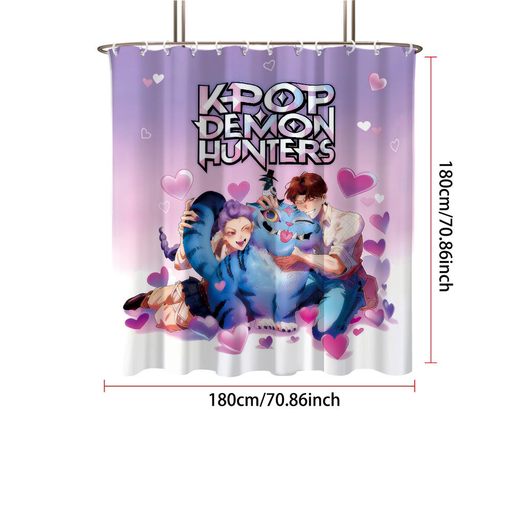1 шт. K-pop Принт Охотники на демонов Водонепроницаемая шторка для душа Несколько размеров Приватная подвесная шторка и 12 крючков Легкая установка