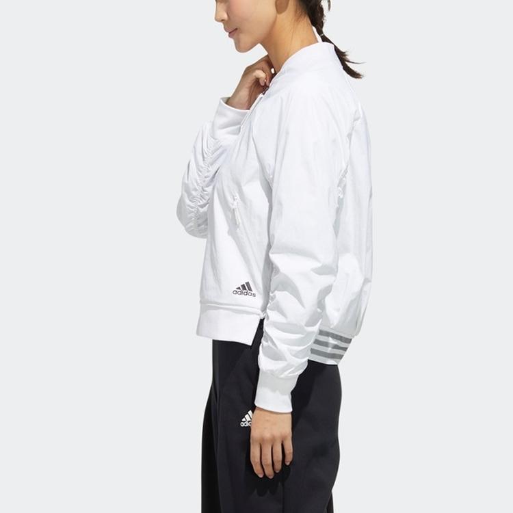 adidas Куртки Женские Белые С Воротником-стойкой Средней длины Пилот FU6228