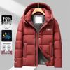 2025 Winter Men's Hooded Down Jacket - Korean Style, Warm, Stand Collar, White Duck Down for Middle-Aged & Young