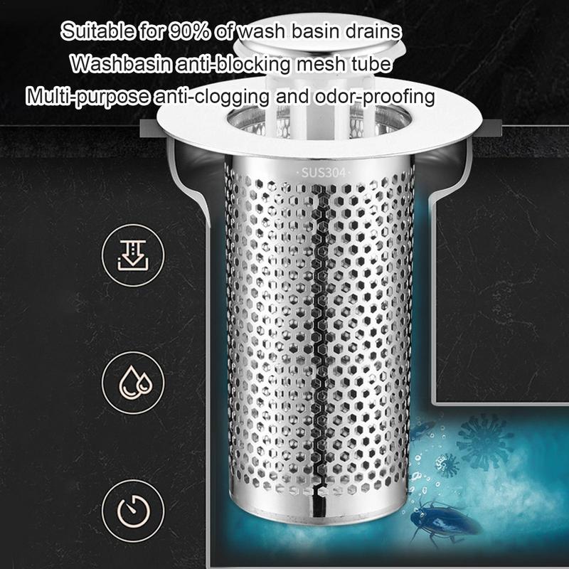 Bathroom Sink Strainer Pop-up Drain Filter Strainer for Bathroom Sink Anti Blocking Easy Installation Drain Strainer Filter