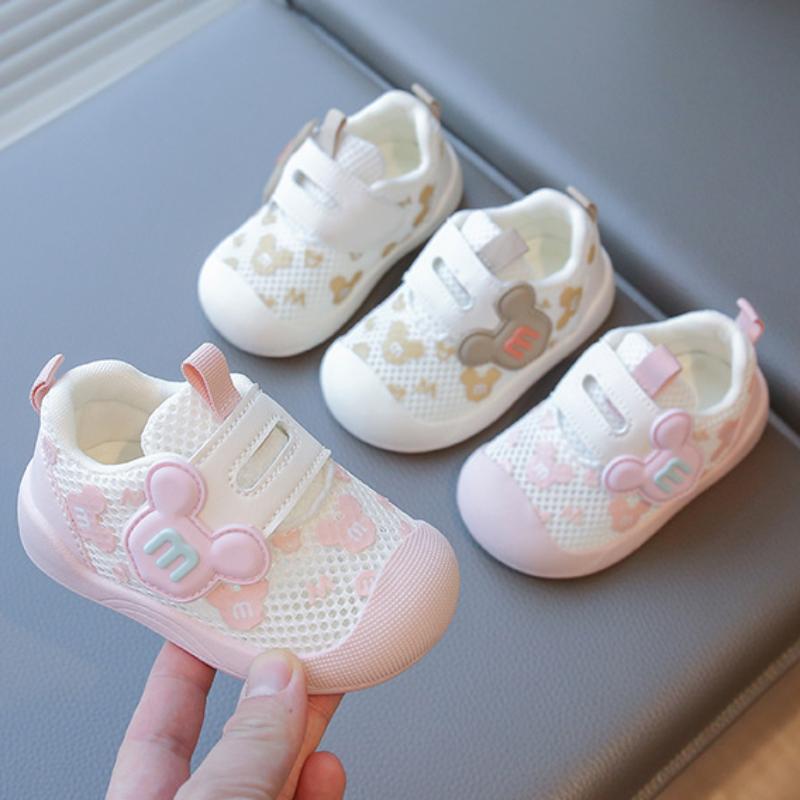 Летняя детская обувь для малышей Одинарная сетка Полая Спортивная обувь для девочек Милая мультяшная Детская домашняя обувь