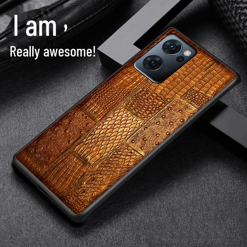 Чехол-книжка из натуральной кожи телячьей кожи с полной защитой для OPPO Reno7 & 7PRO