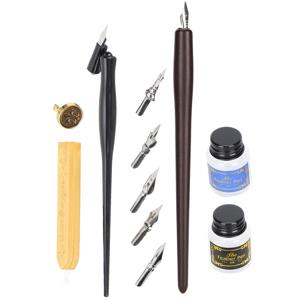 Wood Handle Students Calligraphy Pen Ink Writing Pen Nibs Calligraphy Tool Set for Beginners2#