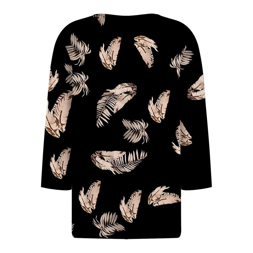 Повседневные модные топы для девочек с принтом, футболка с семью рукавами и пуговицами