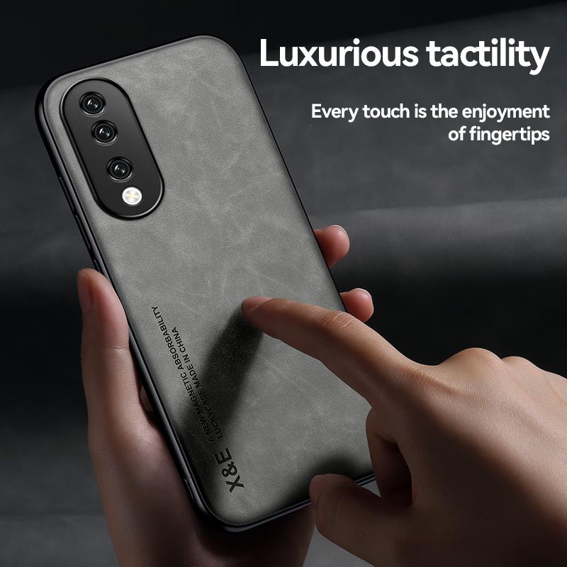 Для Honor 90 Pro Чехол Кожаный С Металлической Пластиной Магнитный Держатель Чехол Для Телефона Для Honor 90 90Pro Мягкий Силиконовый Ударопрочный Задний Чехол