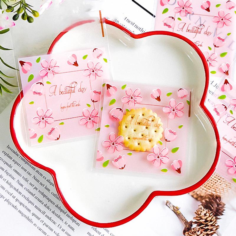 100 шт. мультяшная упаковка для выпечки, пакет для печенья, лунные кексы, закуски, самоклеящаяся упаковка для выпечки