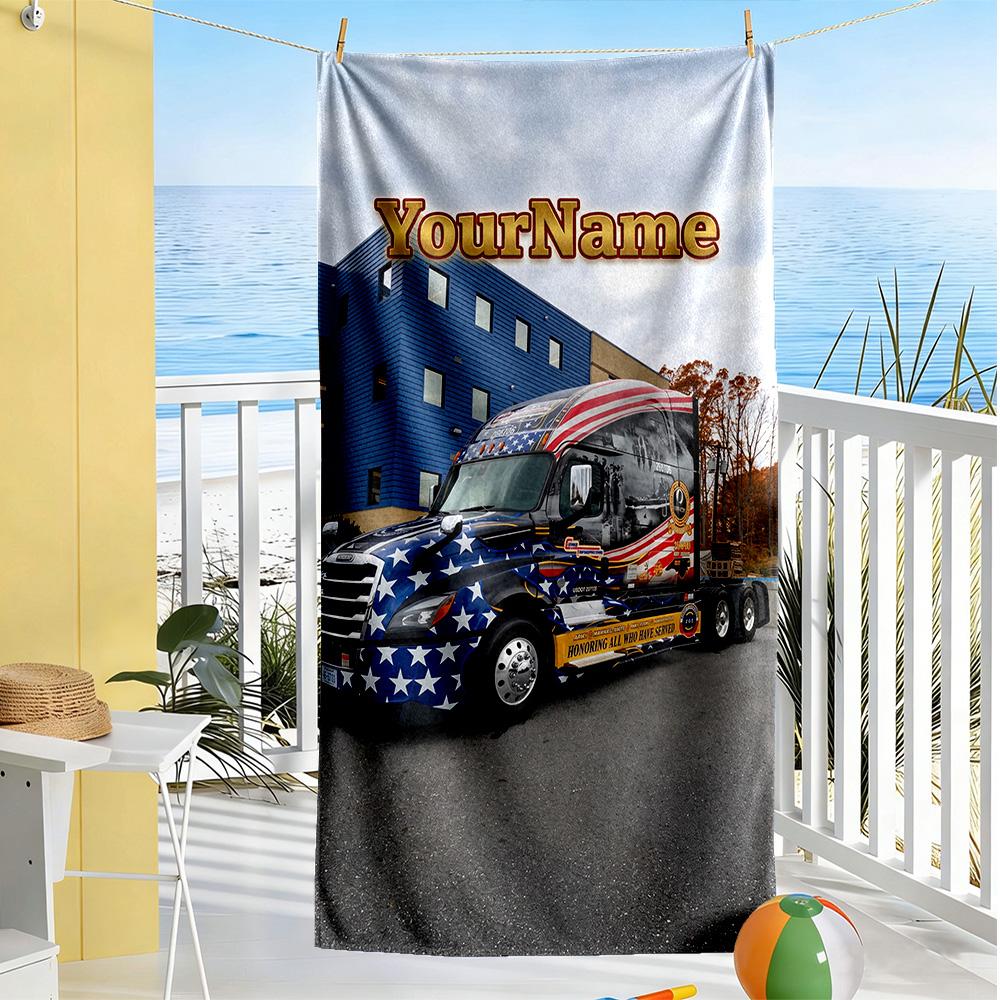 Kw Heavy Trucks Personalized Name Beach Towel Super Soft & Absorbent Perfect for Traveling Yoga Camping and Swimming