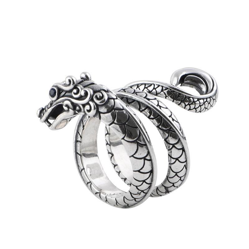 Новое мужское ретро кольцо с драконом Tide Zodiac Dragon, властное животное, индивидуальность, модно и регулируется
