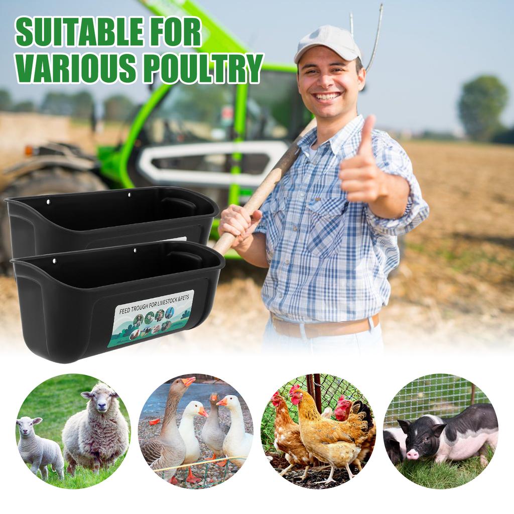 2Pcs Hanging Fence Feeder Chicken Goat Feeder Large Capacity Spill-proof Chicken Duck Goose Feed Trough for Automatic Feeding