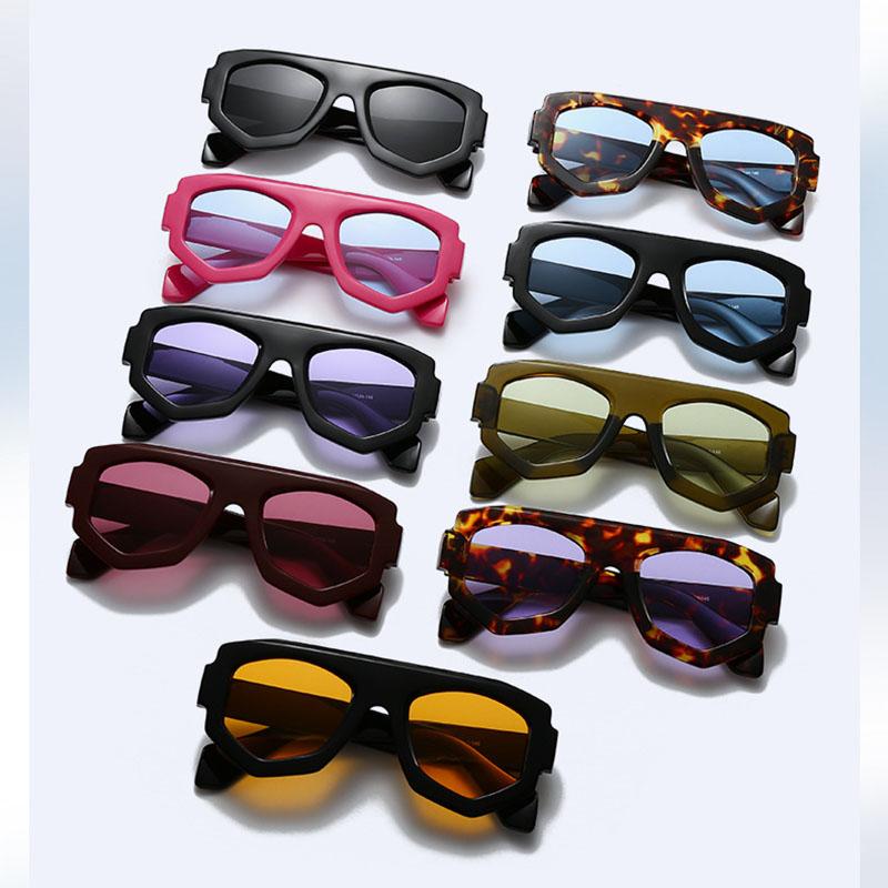 Винтажные неправильной формы солнцезащитные очки женские для мужчин дизайнерские люксового бренда панк-очки популярные с большой оправой плоский верх солнцезащитные очки УФ400