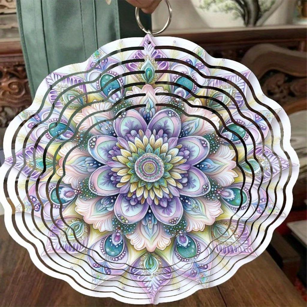 10-дюймовый подвесной вращающийся колокольчик с мечтательным узором мандалы, крючок 360 градусов, художественный декор для сада, газона, двора, лето, весна, элегантный подарок