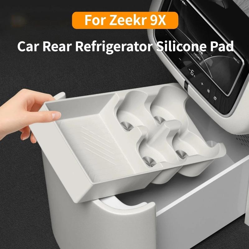 For Zeekr 9X Car Rear Refrigerator Silicone Pad Waterproof Anti-slip Organizer Car Interior Cup Holder Protector Mat Accessories