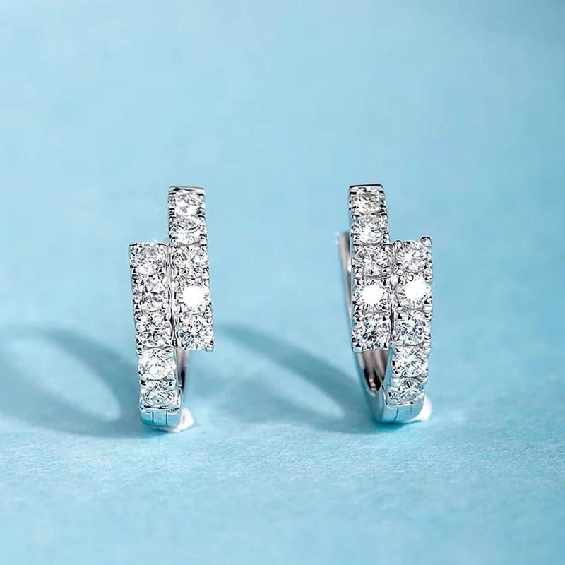 Huitan Модные женские серьги-кольца Изящные сверкающие серьги-кольца с кубическим цирконием серебристого цвета с кристаллами Изысканные женские украшения