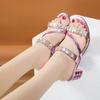 Fashion Summer New Women's Sandals and Slippers with Medium Heel Thick Heel Women's Slippers with Open Toe High Heel Rhinestones