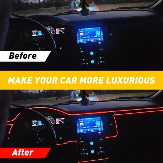 500CM Car LED Interior Atmosphere Decor Wire EL USB Strip Lights Lamp Bulbs Red