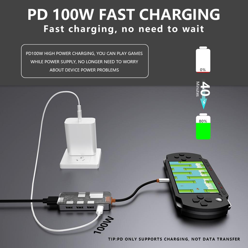7-в-1 USB-C USB 3.0 Хаб Док-станция USB C на HDTV 4K60Hz PD100W Адаптер для чтения карт Micro SD Конвертер для Macbook Ноутбука Телефона