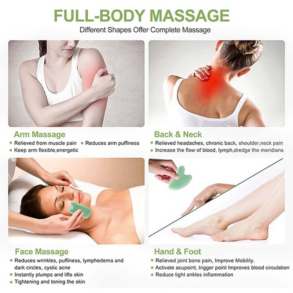 СПА Натуральная смола для тела Изумрудно-зеленый Массажер для лица Набор досок Гуа Ша Доска из пчелиного воска Инструменты для красоты
