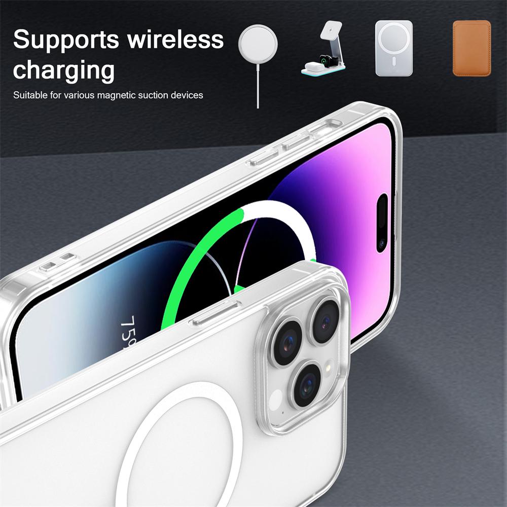 Роскошный беспроводной чехол для Magsafe для телефона iPhone 17 16 15 14 Pro Max Plus Прозрачный Магнитный Электроокрашенный Бампер