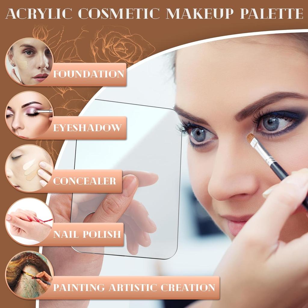 Профессиональная акриловая палитра для макияжа - лоток для смешивания тональной основы с отверстиями для пальцев, различные формы для косметической растушевки и нейл-арта