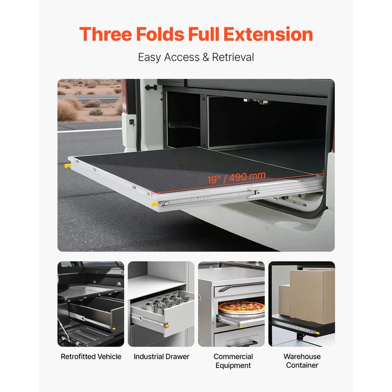 SucceBuy 1 Pair Full Extension Drawer Slides 500 lbs Load Capacity Locking Drawer Slides Ball Bearing with Lock Side Mount Rail