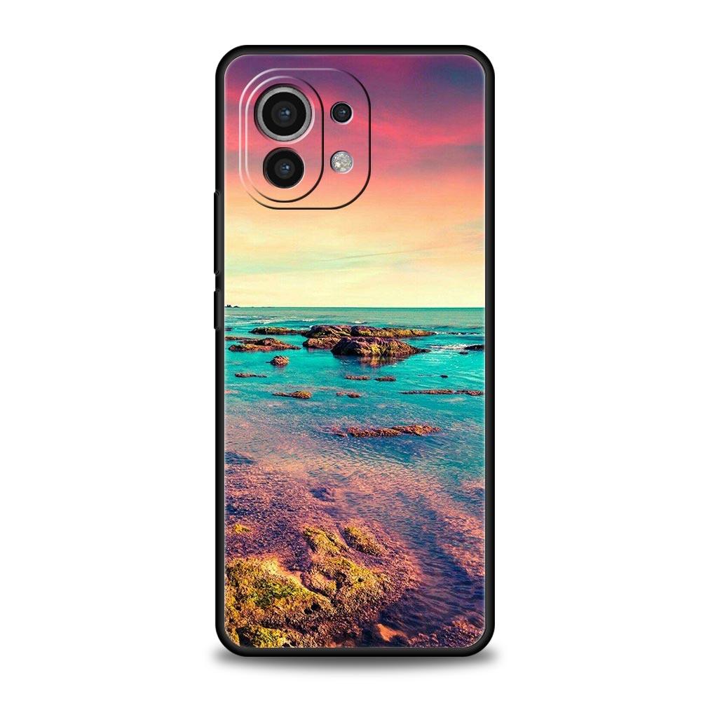 Морская синь Небо пляж Чехол для телефона Для Xiaomi 13 12 11 Lite 12T 11T 10T 9T Mi Poco X5 M4 M3 X4 X3 Pro F5 F4 F3 GT 5G Черная крышка