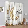 2D flat printing 2pcs Curtain Scene Curtains Ramadan Crescent Moon Design Digital Printed Polyester Drapes Festive Holiday