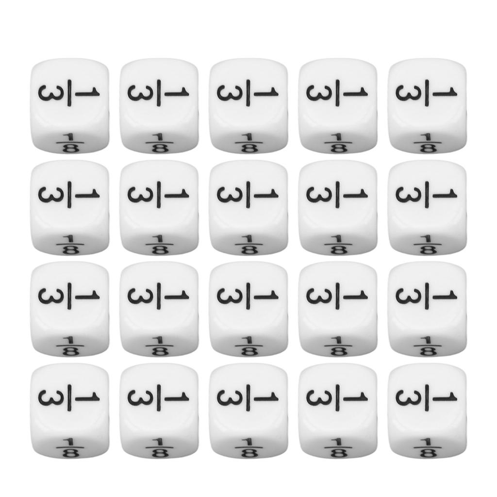20 шт. 16 мм дробные кости, белые дробные символы, кубики, инструмент для обучения математической арифметике
