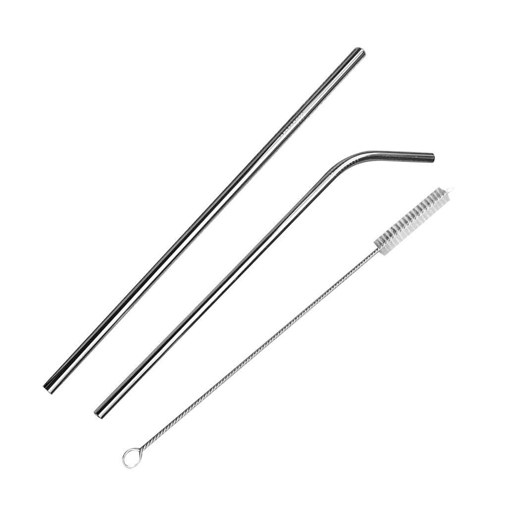 Stainless Steel Reusable Straws Drinking Bottle Cups Straight Straw Soft Brush Kit Washable Tools Household Supplies
