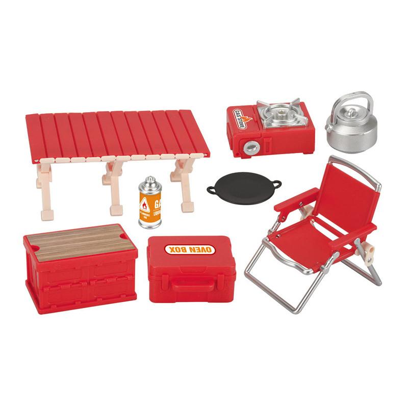 Simulation Mini Picnic Camping Set Dollhouse Outdoor Scene Decor Folding Tables Chair Stool Cassette Stoves Kid Pretend Play Toy