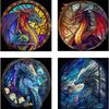 40*40см Полная вышивка Эко-хлопковая нить 11CT Набивной Витражный Дракон Набор для вышивания крестом Домашний декор Живопись Набор для вышивания