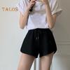 Женские летние спортивные шорты с эластичным шнурком и высокой талией, свободные однотонные мягкие быстросохнущие дышащие женские мини-шорты для бега с резинкой