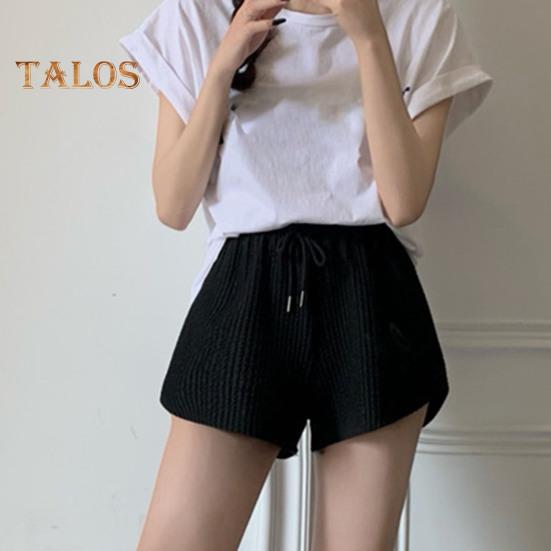 Женские летние спортивные шорты с эластичным шнурком и высокой талией, свободные однотонные мягкие быстросохнущие дышащие женские мини-шорты для бега с резинкой