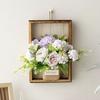 Искусственная гортензия, настенное украшение, искусственные шелковые цветы, растения, деревянная рама, декор, дом, офис, гостиная, спальня, настенный арт-орнамент