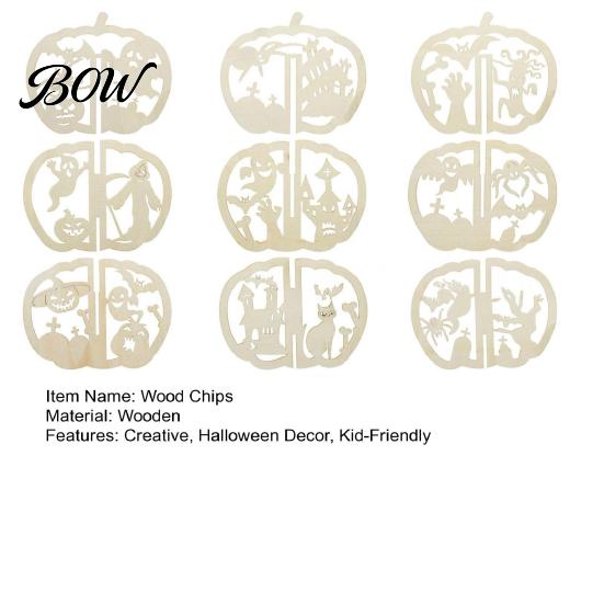 Natural Wood Pumpkin Ornaments Halloween Wooden Craft Kit, 17cm DIY Unfinished Slice for Crafts Kids Kids, Hollow Cutouts Painting, Fall Themed