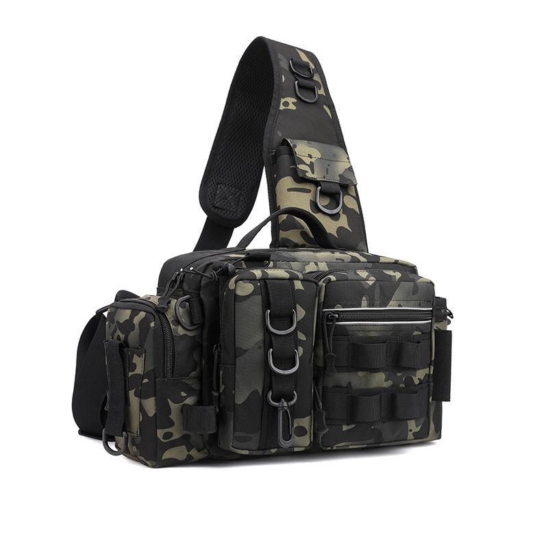 Camouflage Fishing Waist/Shoulder Bag with Rod Holder and Tackle Box