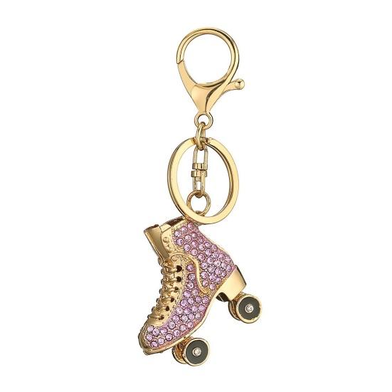 Creative Ice Skates Pendant Keychain Sparkling Rhinestones Inlaid Car Keyring Backpack Bag Charm Keychain