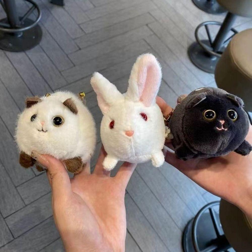 Squeezing Plush Black Cat Pendant 3D Eyes Cat Plush Keychain Room Decoration