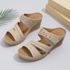 Sandals for Women Summer Metal Buckle Sandals Fashion Peep Toe Wedge Casual Thick Bottom Light Comfort Beach Slides 2024