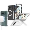 Magnetic Hinge for Magsafe Wireless Charging Case for Google Pixel Fold Hard PC Leather Skin Cover with Kickstand and Glass Film Protection Case